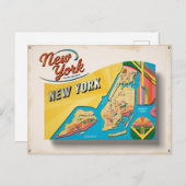 ヴィンテージニューヨークシティレトロ ポストカード (正面/裏面)