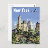 ヴィンテージニューヨークシティ超高層ビルエアトラベル ポストカード (正面/裏面)