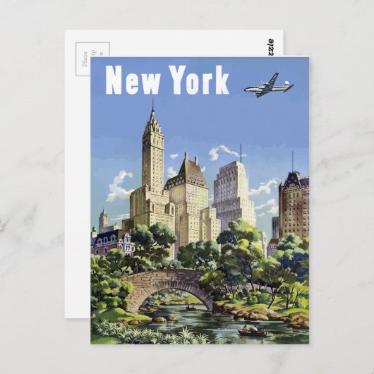 ヴィンテージニューヨークシティ超高層ビルエアトラベル ポストカード (正面/裏面)