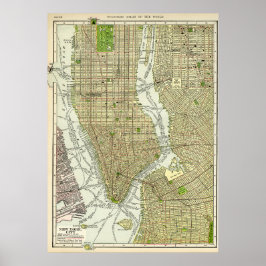 ヴィンテージニューヨークシティ通りの地図 ポスター