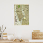ヴィンテージニューヨークシティ通りの地図 ポスター (キッチン)