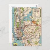 ヴィンテージニューヨーク地下鉄マップ旅行はがき ポストカード (正面/裏面)