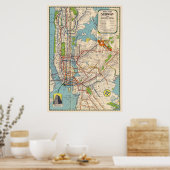 ヴィンテージニューヨーク地下鉄マップ旅行ポスター ポスター (キッチン)