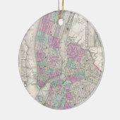 ヴィンテージニューヨーク州・ブルックリンの地図（1866年） セラミックオーナメント (左)