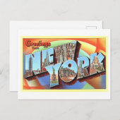 ヴィンテージニューヨーク市からの挨拶 ポストカード (正面/裏面)