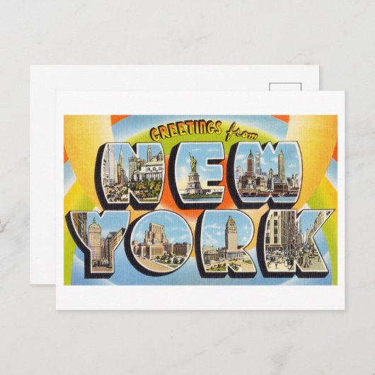 ヴィンテージニューヨーク市からの挨拶 ポストカード (正面/裏面)