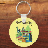 ヴィンテージニューヨーク市の自由旅行アートの像 キーホルダー (正面)