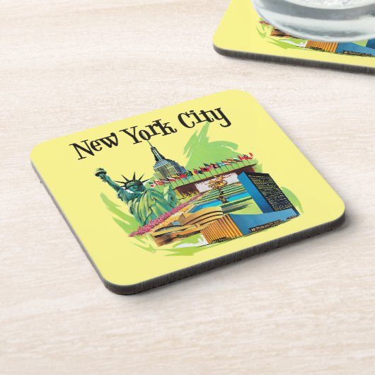 ヴィンテージニューヨーク市の自由旅行アートの像 コースター (左側)