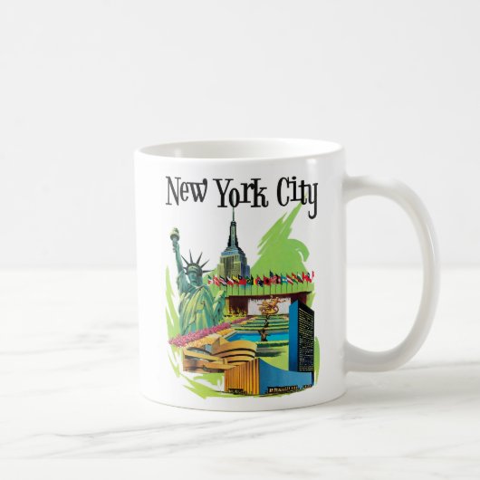 ヴィンテージニューヨーク市の自由旅行アートの像 コーヒーマグカップ (右)