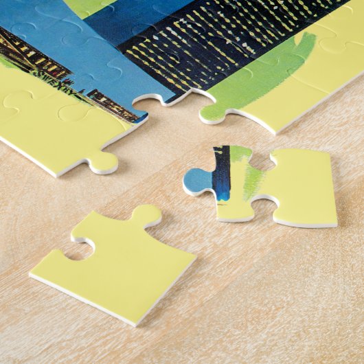 ヴィンテージニューヨーク市の自由旅行アートの像 ジグソーパズル (側面)