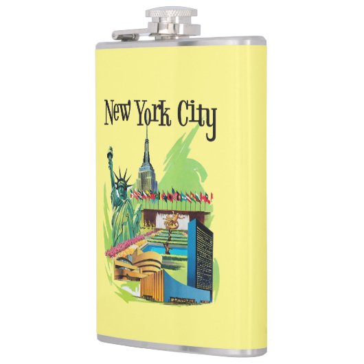 ヴィンテージニューヨーク市の自由旅行アートの像 フラスク (左)