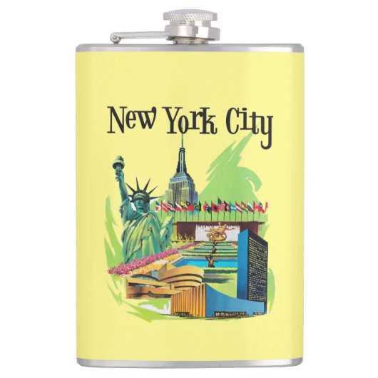 ヴィンテージニューヨーク市の自由旅行アートの像 フラスク (正面)