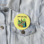 ヴィンテージニューヨーク市の自由旅行アートの像 缶バッジ (インサイチュ)