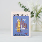 ヴィンテージニューヨーク市スカイライン自由の女神 ポストカード (スタンド正面)