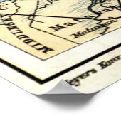 ヴィンテージニューヨーク市周辺の地図(1890) ポスター (角)