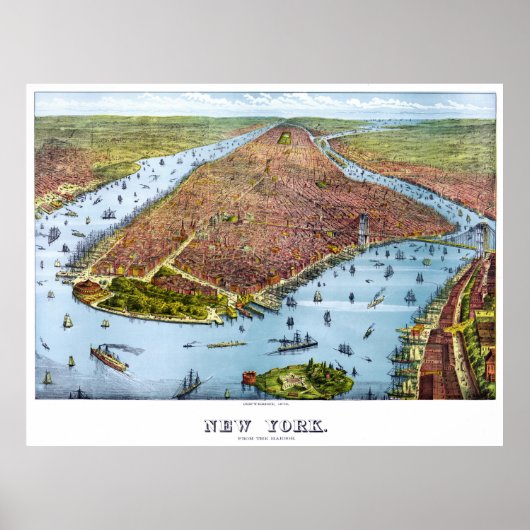 ヴィンテージニューヨーク市絵図(1879) ポスター (正面)