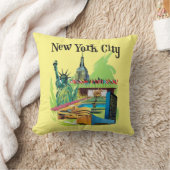ヴィンテージニューヨーク市自由旅行アートの像 クッション (ブランケット)