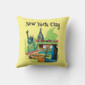 ヴィンテージニューヨーク市自由旅行アートの像 クッション (裏面)