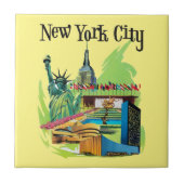 ヴィンテージニューヨーク市自由旅行アートの像 タイル (正面)