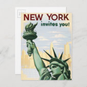 ヴィンテージニューヨーク招待状You Travel広告 インビテーションポストカード (正面/裏面)