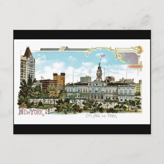 ヴィンテージニューヨーク、シティホール&パーク ポストカード (正面)