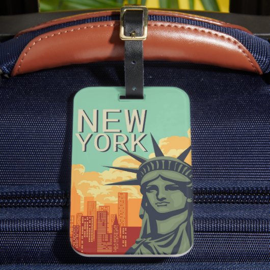 ヴィンテージニューヨーク・スカイライン自由の女神 ラゲッジタグ (正面インサイチュ2)