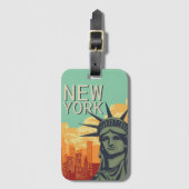 ヴィンテージニューヨーク・スカイライン自由の女神 ラゲッジタグ (正面縦)