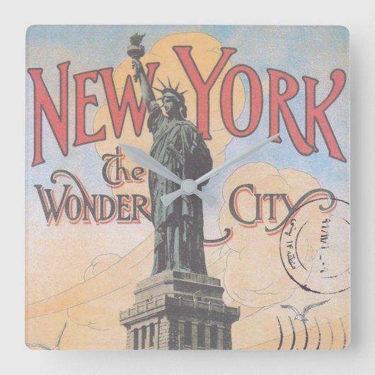 ヴィンテージニューヨーク・スクエア・ウォール・クロック スクエア壁時計 (正面)