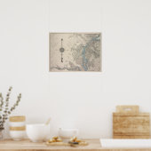 ヴィンテージニューヨーク，スタテン島の地図 ポスター (キッチン)