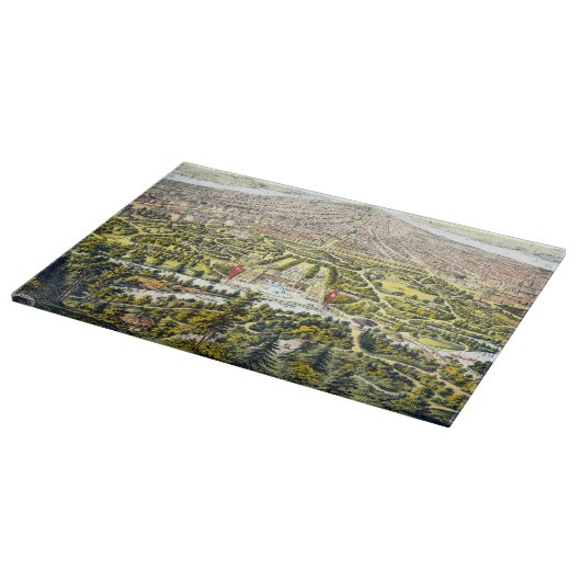 ヴィンテージニューヨーク，セントラルパークの地図1873 カッティングボード (角)