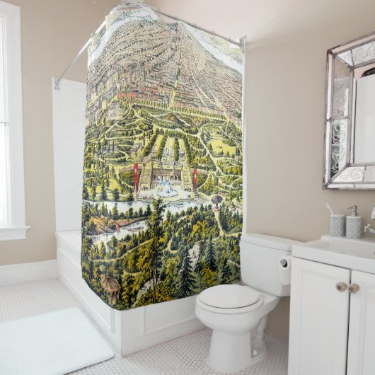 ヴィンテージニューヨーク，セントラルパークの地図1873 シャワーカーテン (インサイチュ)