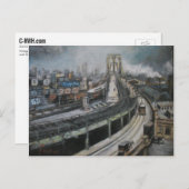 ヴィンテージニューヨー絵画クシティズブルックリンブリッジ ポストカード (正面/裏面)