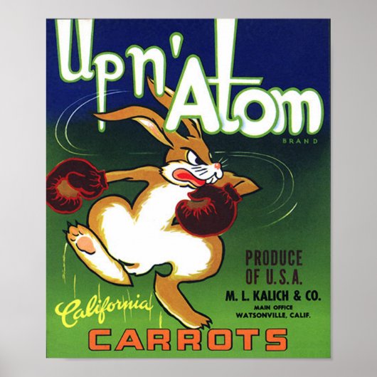 ヴィンテージニンジン輪状ラベルプリント ポスター (正面)