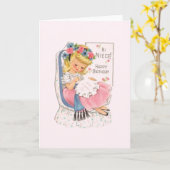 ヴィンテージニースクロスステッチ誕生日カード カード (黄色い花)