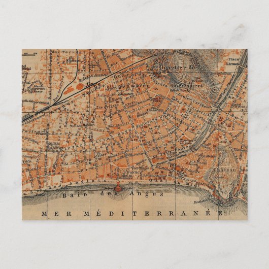 ヴィンテージニースフランスの地図（1914年） ポストカード (正面)