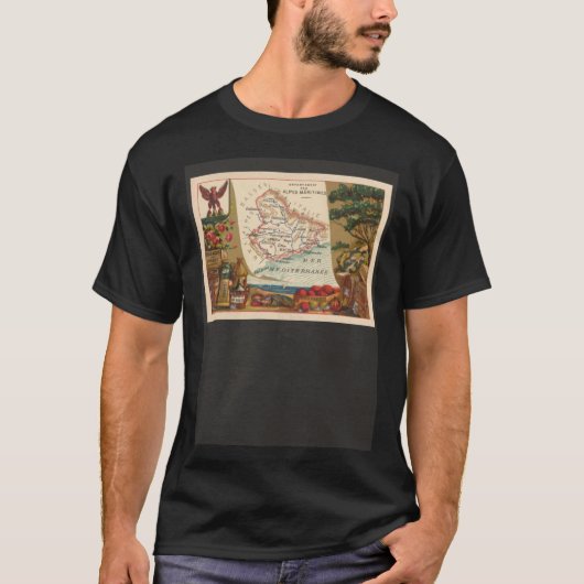 ヴィンテージニースフランス地域地図1890 Tシャツ (正面)