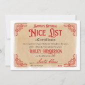 ヴィンテージニース証明書サンタマジカル 招待状 (正面)