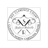 ヴィンテージニードルおよびスレッドクレストモノグラムおよびアドレス ラバースタンプ (インプリント)