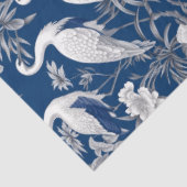 ヴィンテージネイビーの青い中国の鳥花 薄葉紙 (詳細)