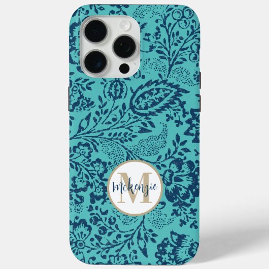 ヴィンテージネイビーアクアイエローダマスクパーソナライゼーションiPhone Case-Mate iPhoneケース (裏面)