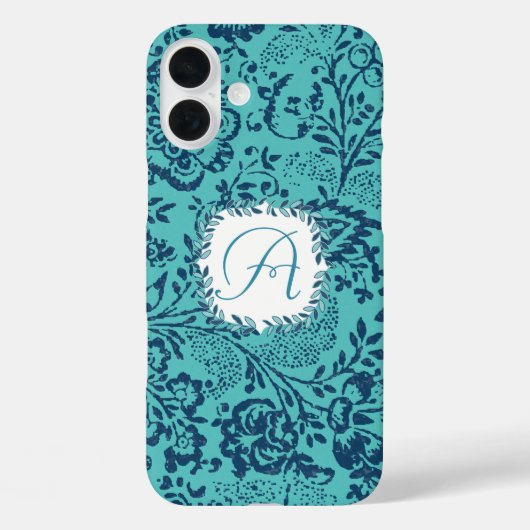 ヴィンテージネイビーアクアミントダマスクモノグラムiPhone Case-Mate iPhoneケース (裏面)