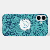 ヴィンテージネイビーアクアミントダマスクモノグラムiPhone Case-Mate iPhoneケース (裏面 (横))
