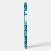 ヴィンテージネイビーアクアミントダマスクモノグラムiPhone Case-Mate iPhoneケース (裏面 / 左)