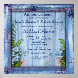 ヴィンテージネイビーウッド、魚、ピンクサンゴ ポスター