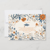 ヴィンテージネイビーオレンジフローラ卒業 サンキューカード (正面)