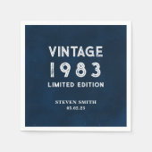 ヴィンテージネイビーカスタムル40歳の誕生日 スタンダードカクテルナプキン (正面)