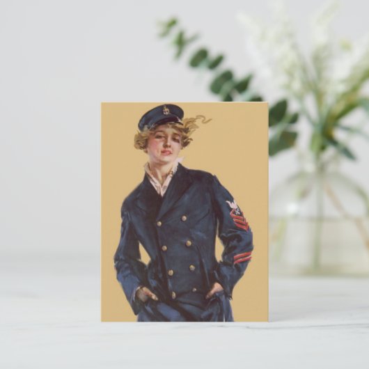 ヴィンテージネイビーガールハワードチャンドラークリスティ ポストカード (スタンド正面)