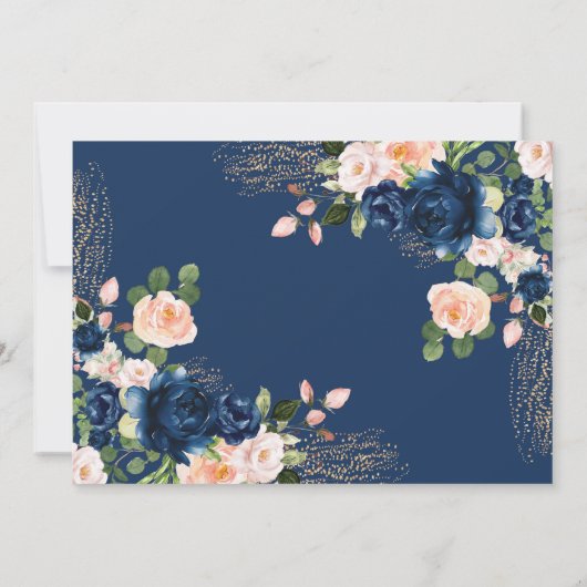 ヴィンテージネイビートラベルブライダルシャワーアドベンチャー 招待状 (裏面)