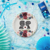 ヴィンテージネイビーブルゴーニュ金ゴールドフラワーブック結婚ズ ペーパープレート (パーティー)