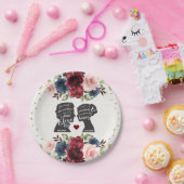 ヴィンテージネイビーブルゴーニュ金ゴールドフラワーブック結婚ズ ペーパープレート (パーティー)